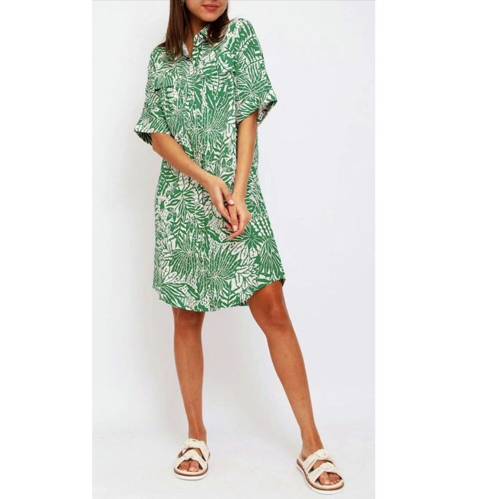 Suncoo paris colette mini shirt dress sz 3 large button down tropical resort